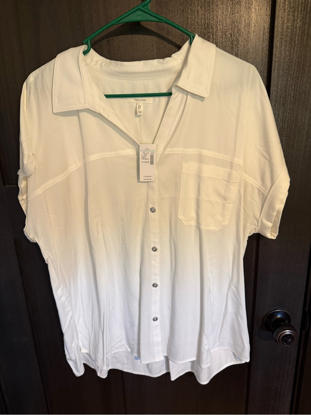 Maurices White V-Neck Button Top
